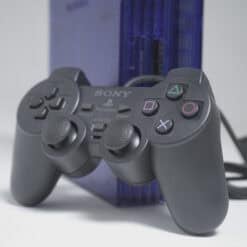 Alternative view of Rare PlayStation 2 Fat Blue Transparent (Open Region)